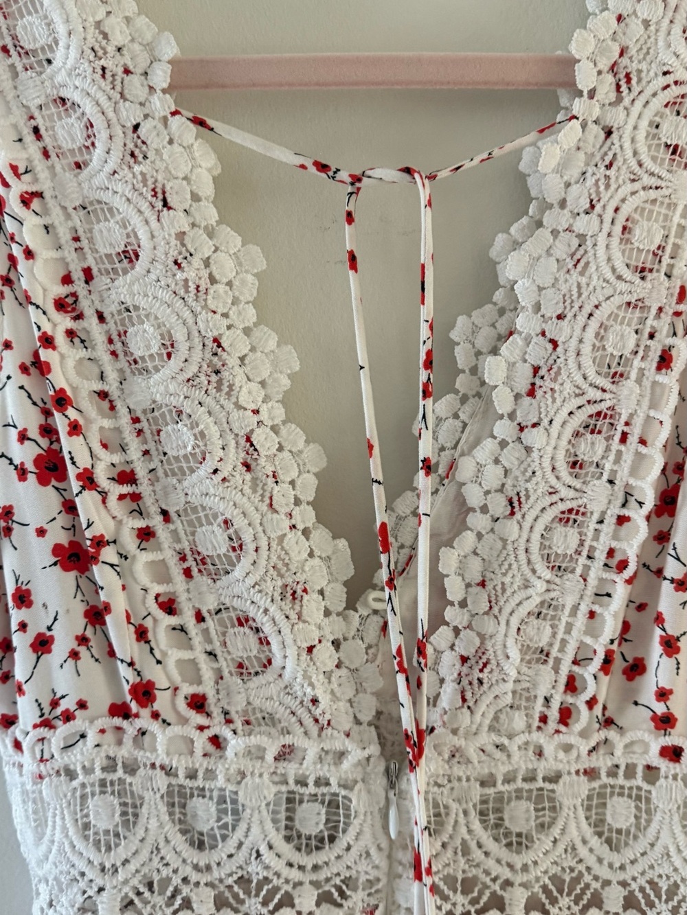 Angel Biba White Floral Lace Mini Dress S Romantic Cottagecore Boho Dress - Picture 7 of 14